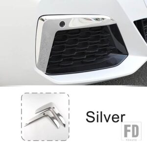 BMW ステンレスフロントフォグランプフレーム装飾カバートリム 5シリーズ G30 G38 2018-2022 外装アクセサリー - Silver