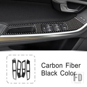 ボルボ センターコンソールパネル装飾カーボン S60 V60 2011-2019 LHD ガラス昇降ボタンカバートリム - 4 pieces6