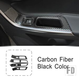 ボルボ センターコンソールパネル装飾カーボン S60 V60 2011-2019 LHD ガラス昇降ボタンカバートリム - 7 pieces