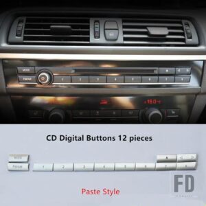 BMW 5 6 7シリーズ 5GT F10 F18 F07 F06 F12 F13 空調ボタンフレームカバートリムインテリアアクセサリー - CD Buttons 12 pieces