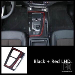 アウディ センターコンソールギアシフトパネル装飾カバートリム Q5 年度 2018-2022 LHD インテリアアクセサリー - Carbon Fiber red