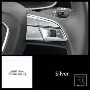 アウディ 合金ステアリングホイールボタンスパンコール装飾カバートリム A5 A3 Q3 Q5 2019-2021 インテリア - Silver