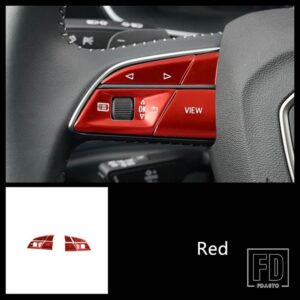 アウディ 合金ステアリングホイールボタンスパンコール装飾カバートリム A5 A3 Q3 Q5 2019-2021 インテリア - Red
