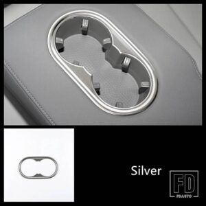 アウディ ステンレスリア水カップホルダーフレーム装飾カバートリム A3 8Y 2021-2022 インテリアアクセサリー - Silver