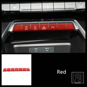 アウディ センターコンソール空調ハザード灯ボタンスパンコール装飾カバートリム A3 2021 インテリア - 7 pieces Red