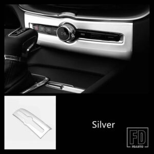 ボルボ カーボンカラーセンターコンソール音量調整フレーム装飾カバートリム XC60 2018-2021 インテリア - Silver