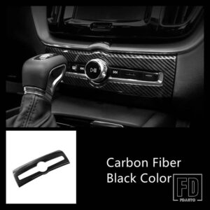 ボルボ カーボンカラーセンターコンソール音量調整フレーム装飾カバートリム XC60 2018-2021 インテリア - Carbon Fiber Color
