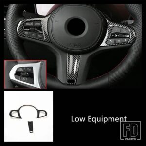 BMW カーボンカラーステアリングホイールボタンフレーム装飾カバートリム G01 G30 X3 5シリーズ 2020 インテリアアクセサリー - Low 2pcs