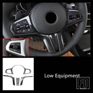 BMW カーボンカラーステアリングホイールボタンフレーム装飾カバートリム G01 G30 X3 5シリーズ 2020 インテリアアクセサリー - Low 4pcs