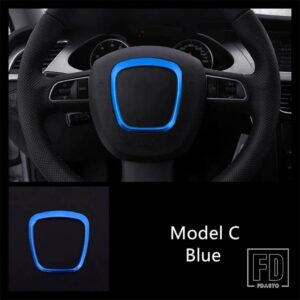 アウディ ステアリングホイールサークル装飾カバートリムステッカー A3 A4 Q3 Q5 A5 A6 A1 自動車インテリアアクセサリー - model C Blue