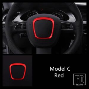 アウディ ステアリングホイールサークル装飾カバートリムステッカー A3 A4 Q3 Q5 A5 A6 A1 自動車インテリアアクセサリー - model C Red