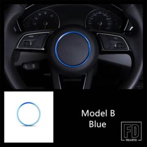 アウディ ステアリングホイールサークル装飾カバートリムステッカー A3 A4 Q3 Q5 A5 A6 A1 自動車インテリアアクセサリー - model B Blue
