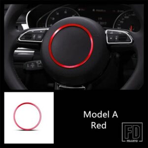 アウディ ステアリングホイールサークル装飾カバートリムステッカー A3 A4 Q3 Q5 A5 A6 A1 自動車インテリアアクセサリー - Model A Red