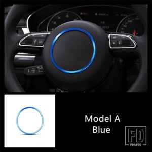 アウディ ステアリングホイールサークル装飾カバートリムステッカー A3 A4 Q3 Q5 A5 A6 A1 自動車インテリアアクセサリー - model A Blue