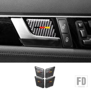 メルセデスベンツ カーボンインナードアハンドルボウル装飾カバートリム 4個 GLK X204 2008-2015 インテリアアクセサリー - 4 pieces2
