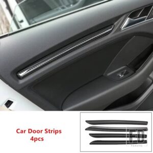 アウディ カーボンスタイルダッシュボード装飾カバートリム A3 8V 2014-2018 S3 2017 ABS 車インナードアトリムストリップ - 4 Pieces