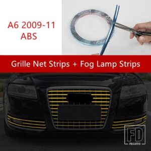 アウディ クローム ABS フロントグリルカバーバンパートリムストリップ A6 C6 2005-2011 フォグランプ装飾デカール - 1 set 09 to 11