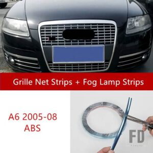 アウディ クローム ABS フロントグリルカバーバンパートリムストリップ A6 C6 2005-2011 フォグランプ装飾デカール - 1 set 05 to 083