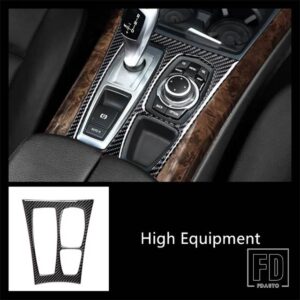 BMW センターコンソールギアシフトフレーム装飾カバートリム X5 X6 E70 E71 2008-2014 カーボンカーインテリアアクセサリー - 1 piece