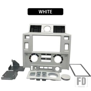 ランドローバー チューニングインテリアパーツダブルディンフェイシアキットディフェンダーマットブラックカーボンルック - White