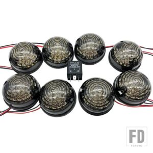 ランドローバー ディフェンダー 1990-2016 フロントリアリバースフォグサイドライトレンズフル LED ランプアップグレードキット #4 - 8pcs black
