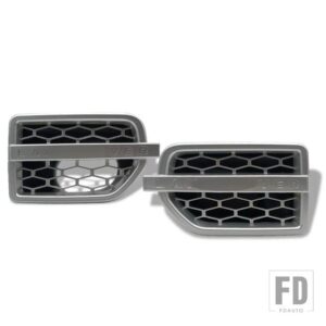 ランドローバー 2個 グロスブラック ABS 吸気フェンダーベントサイドグリルディスカバリー 4 LR4 2010-16 - 1pair silver