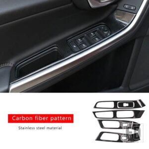 ボルボ ステンレスドアアームレストパネル装飾カバー窓ガラス昇降ボタンステッカートリム V60 S60 XC60 2010-2017 - 7pcs Carbon fiber