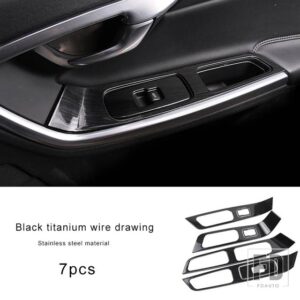 ボルボ ステンレスドアアームレストパネル装飾カバー窓ガラス昇降ボタンステッカートリム V60 S60 XC60 2010-2017 - 7pcs Black titanium