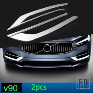 ボルボ クロームステッカー V90 S90 2016-19 ステンレスフロントバンパー唇カバートリムストリップ車 ACCESSO - FOR V90 2PCS2