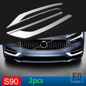 ボルボ クロームステッカー V90 S90 2016-19 ステンレスフロントバンパー唇カバートリムストリップ車 ACCESSO - FOR S90 2PCS3