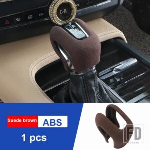 ボルボ XC60 XC90 S90 V90 S60 V60 中央制御ギアヘッド装飾カバー ABS カーボンパターンギアグリップアクセサリー - Suede brown