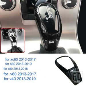 ボルボ S60 XC60 V60 V40 S80 S90 XC90 V90 カーボンパターンギアスティックギアセットギアハンドルカーアクセサリー - White