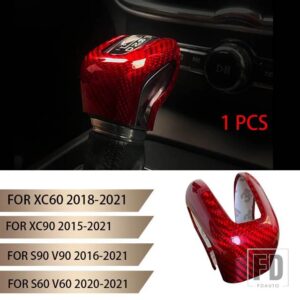 ボルボ S60 XC60 V60 V40 S80 S90 XC90 V90 カーボンパターンギアスティックギアセットギアハンドルカーアクセサリー - Red