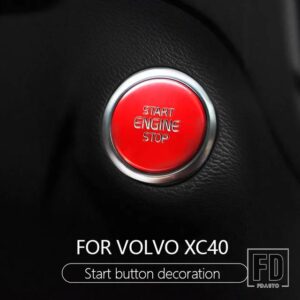 ボルボ XC40 ワンキースタート点火キースイッチ装飾ステッカーカーアクセサリー 2018-22 - Red
