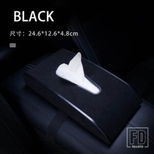 ボルボ XC60 XC90 S90 V90 S60 V60 XC40 V40 S40 S80 V50 V70 XC70 C30 ティッシュボックススエードレザー + ABS アクセサリー - Black