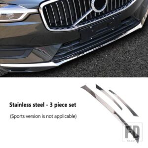 ボルボ クローム装飾 XC60 2018-21 フロントバンパー高輝度ストリップネットフロントリップ防止装飾ステッカー - Silver 3pcs