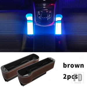 ボルボ XC60 XC90 S90 V90 S60 V60 XC40 カーシート収納ボックス多機能ムードライトボックスカーアクセサリー - brown 2pcs
