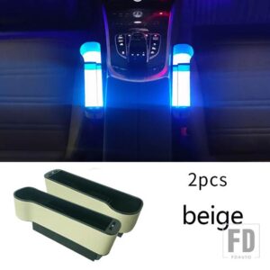 ボルボ XC60 XC90 S90 V90 S60 V60 XC40 カーシート収納ボックス多機能ムードライトボックスカーアクセサリー - Beige 2pcs