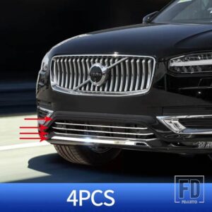 ボルボ カーアクセサリー XC90 クローム装飾 2020-2024 2025 ミッドネットトリムフロントバンパーリップトリム XC90 装飾ステッカー - 2020-2021 XC90 4PCS
