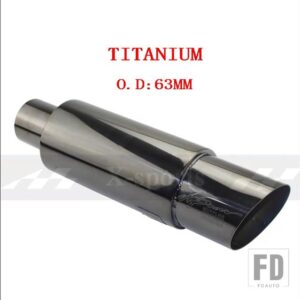 汎用 マフラーマフラーテールパイプステンレス 304 長さ 370 mmインターフェース 51 57 63mmアウトレット 89 mm - TITANIUM 63MM