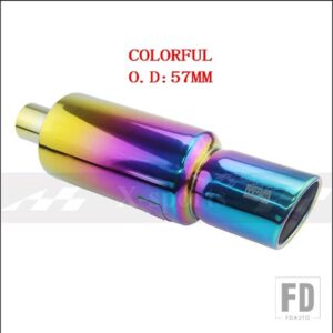 汎用 車バイク排気システムマフラーマフラー先端ステンレス ID 51mm 57 mm 63mmアウトレット 89 mmサイレンサーテールパイプ - COLORFUL 57MM