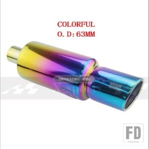 汎用 車バイク排気システムマフラーマフラー先端ステンレス ID 51mm 57 mm 63mmアウトレット 89 mmサイレンサーテールパイプ - COLORFUL 63MM