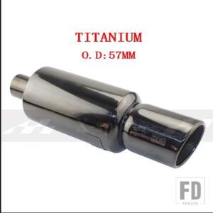 汎用 車バイク排気システムマフラーマフラー先端ステンレス ID 51mm 57 mm 63mmアウトレット 89 mmサイレンサーテールパイプ - TITANIUM 57MM