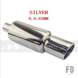 汎用 車バイク排気システムマフラーマフラー先端ステンレス ID 51mm 57 mm 63mmアウトレット 89 mmサイレンサーテールパイプ - SILVER 63MM
