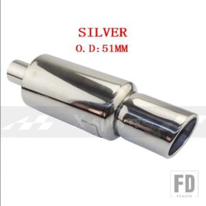 汎用 車バイク排気システムマフラーマフラー先端ステンレス ID 51mm 57 mm 63mmアウトレット 89 mmサイレンサーテールパイプ - SILVER 51MM