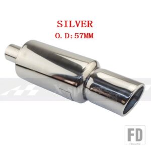 汎用 車バイク排気システムマフラーマフラー先端ステンレス ID 51mm 57 mm 63mmアウトレット 89 mmサイレンサーテールパイプ - SILVER 57MM