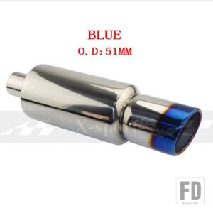 汎用 車バイク排気システムマフラーマフラー先端ステンレス ID 51mm 57 mm 63mmアウトレット 89 mmサイレンサーテールパイプ - BLUE 51MM