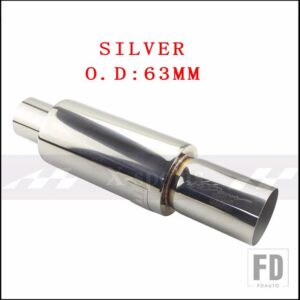 汎用 マフラーマフラーテールステンレス排気システムレーシングマフラー 2インチ2.5インチ に 3インチ - SILVER 63MM