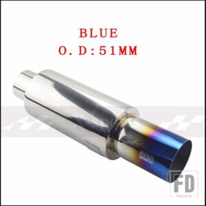 汎用 マフラーマフラーテールステンレス排気システムレーシングマフラー 2インチ2.5インチ に 3インチ - BLUE 51MM