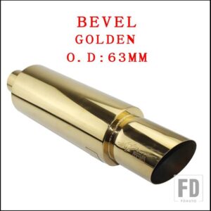 汎用 モト排気システムマフラーテールパイプステンレス外径 63 76 mmアウトレット 101mmベベル圧着 - GOLDEN 63MM